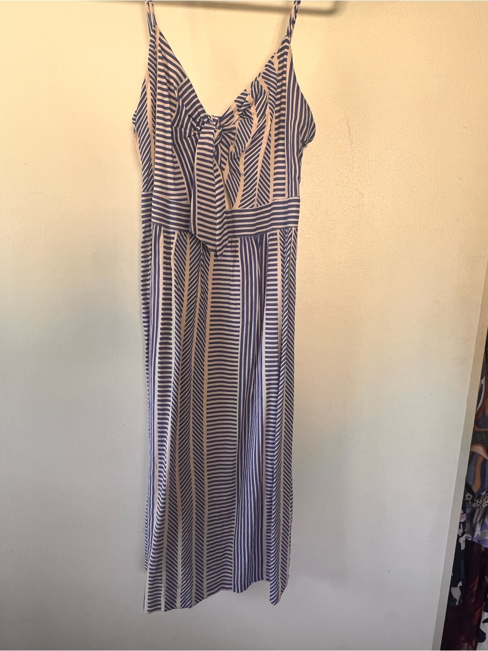 Lush Blue and White Striped Tie-Front Maxi Dress